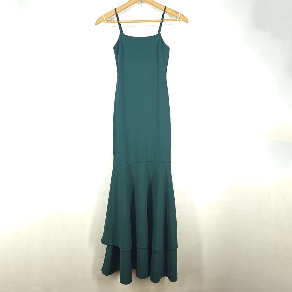 Lulus Emerald Green Mermaid Maxi Dress Womens XS Tiered Evening Formal Designer